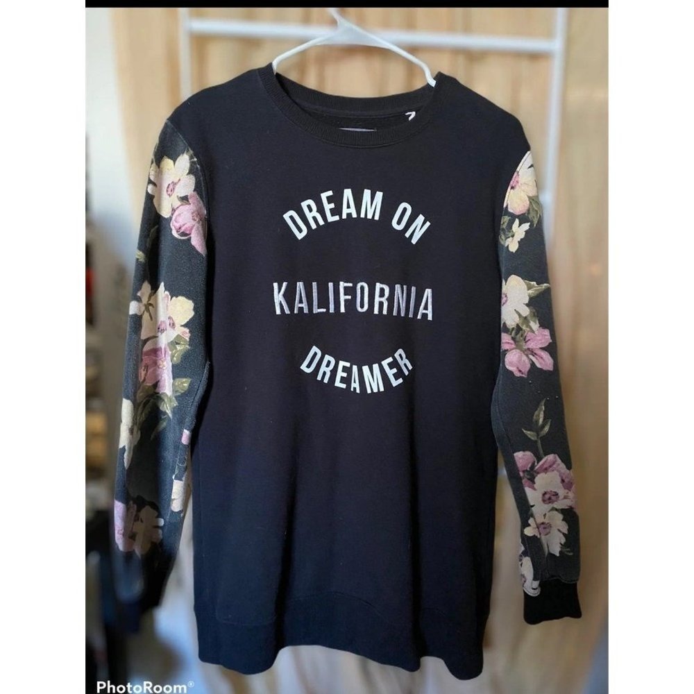 Kendall & Kylie Black Floral Rose Dream long Sleeve Kardashian  Women's‎ Sz S